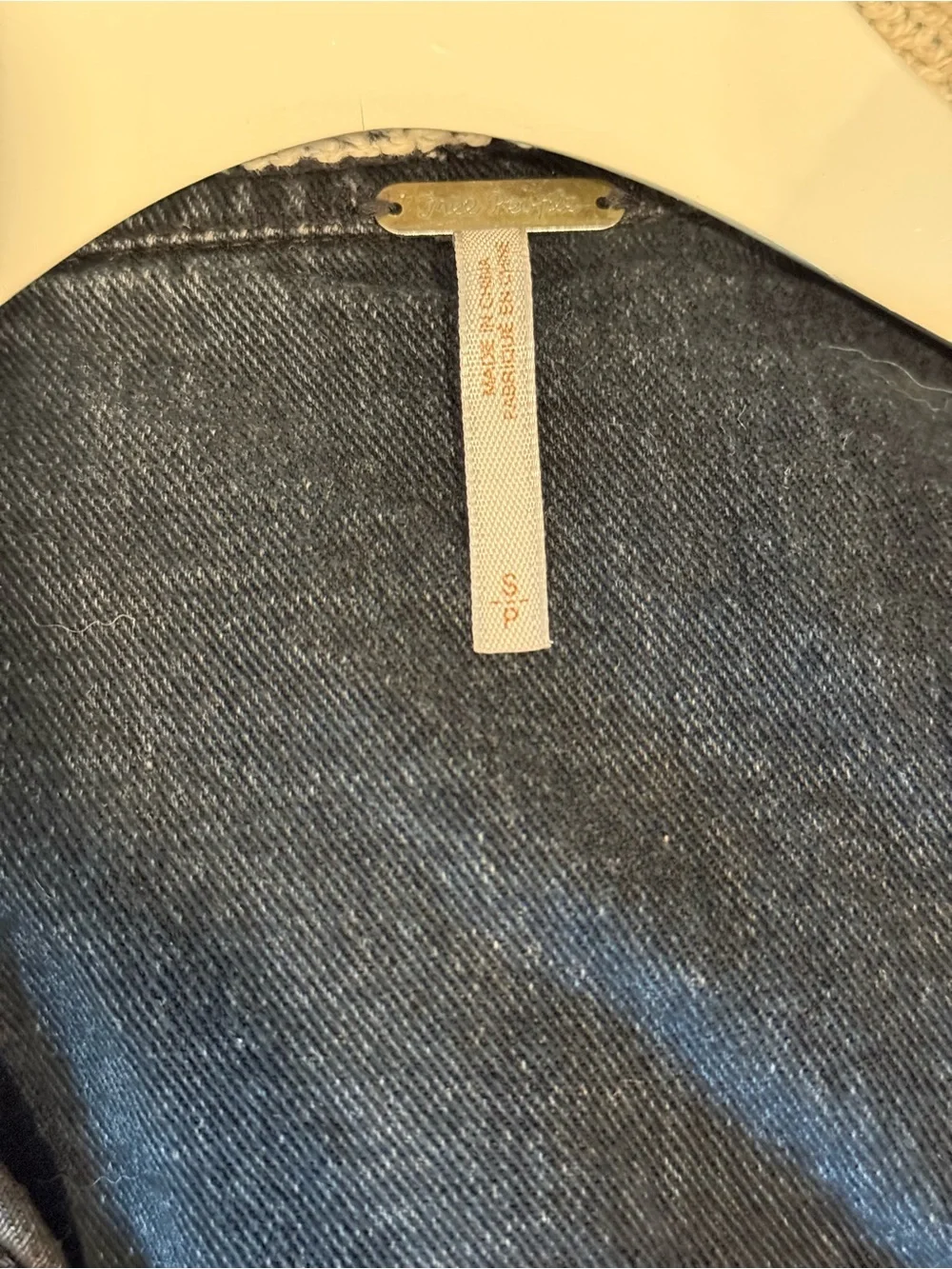 Free People Washed Black Denim Jacket with Knit Trim - Picture 3 of 3